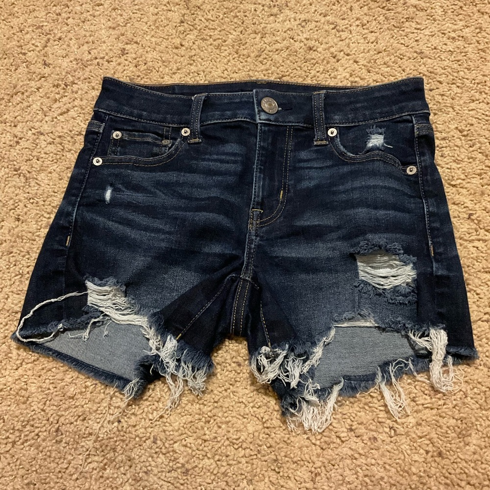 American Eagle Outfitters Navy Ripped Jean Shorts